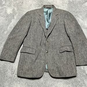 Harris Tweed Vintage Blazer Mens 40 Wool Two Button Metal Buttons Single Vent